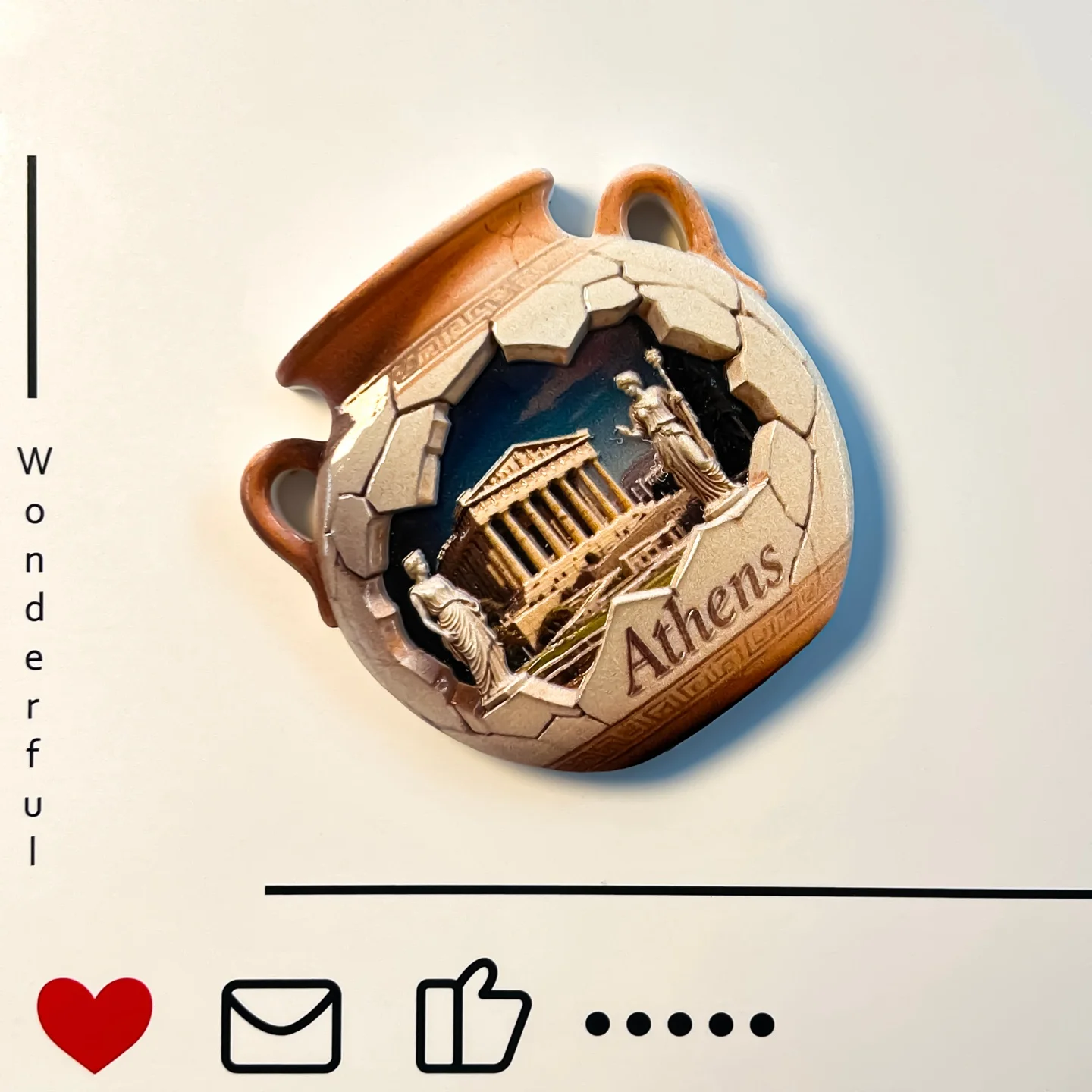 Athens Parthenon Scenic Pottery Bottle-Shape Fridge Magnet