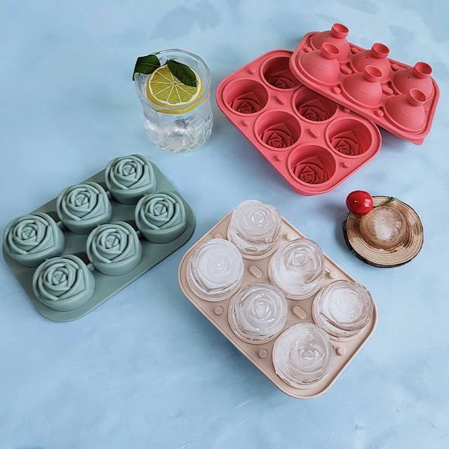 Silicone Ice Cubes Trays with Lid Large Rose Flower Heart Round Shape BPA  Free Ice Ball Maker Mold Frame Summer Gadget - AliExpress