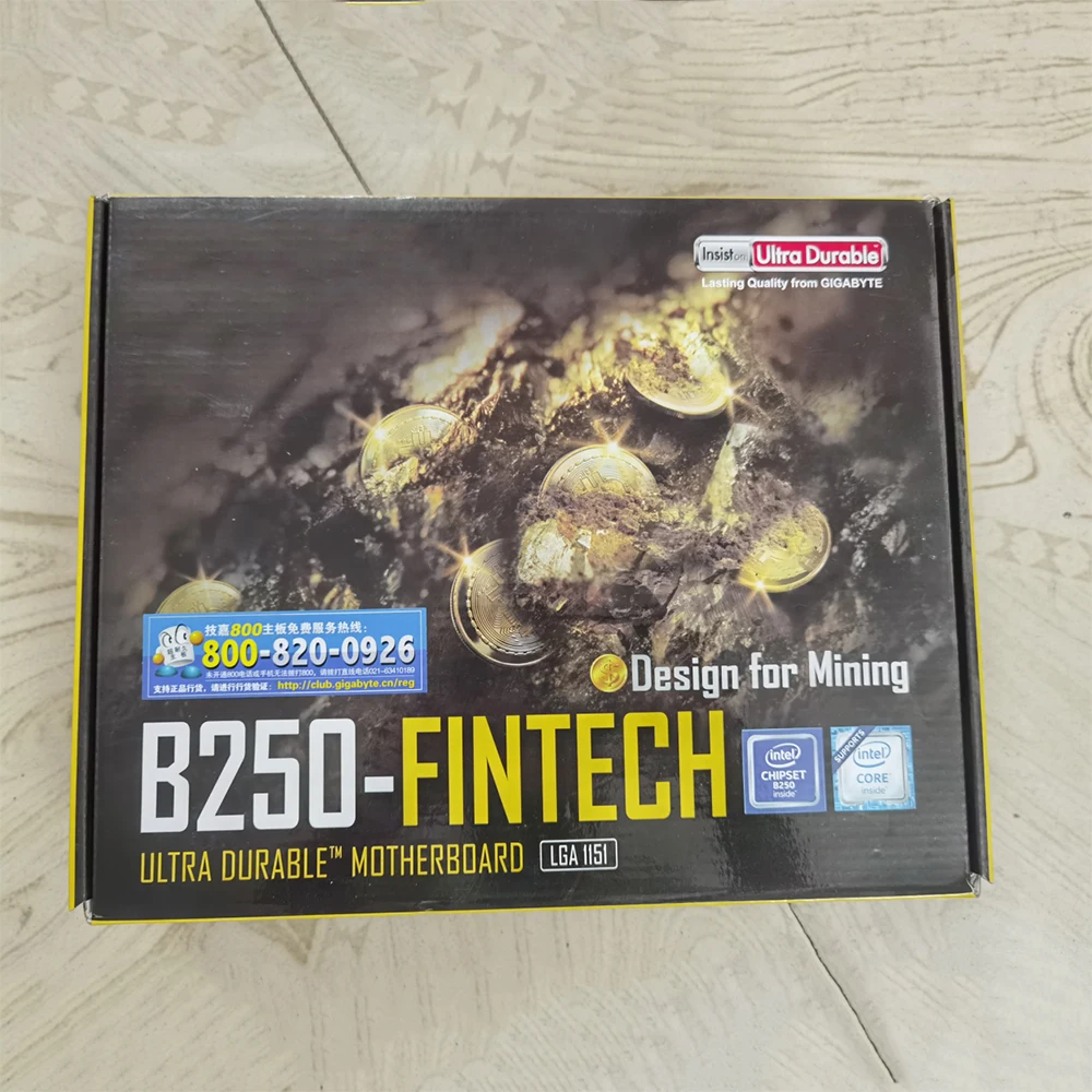 For GA B250 FINTECH B250 FINTECH 1151 DDR4 Mining Motherboard 12PCI E