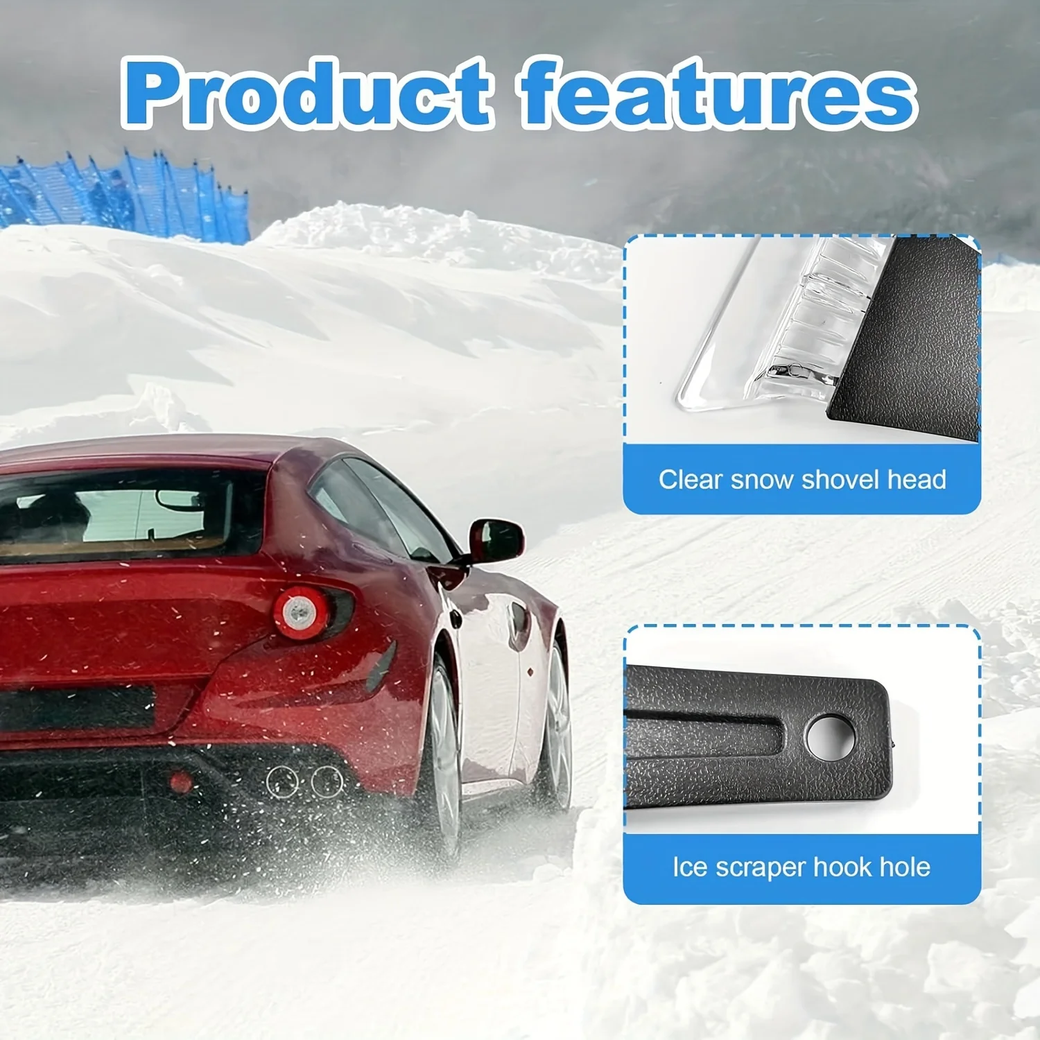 2pcs Car Snow Shovel Ice Scraper Cleaning Tool For Vehicle Windshield Auto Snow Remover Cleaner Winter Car Accessories