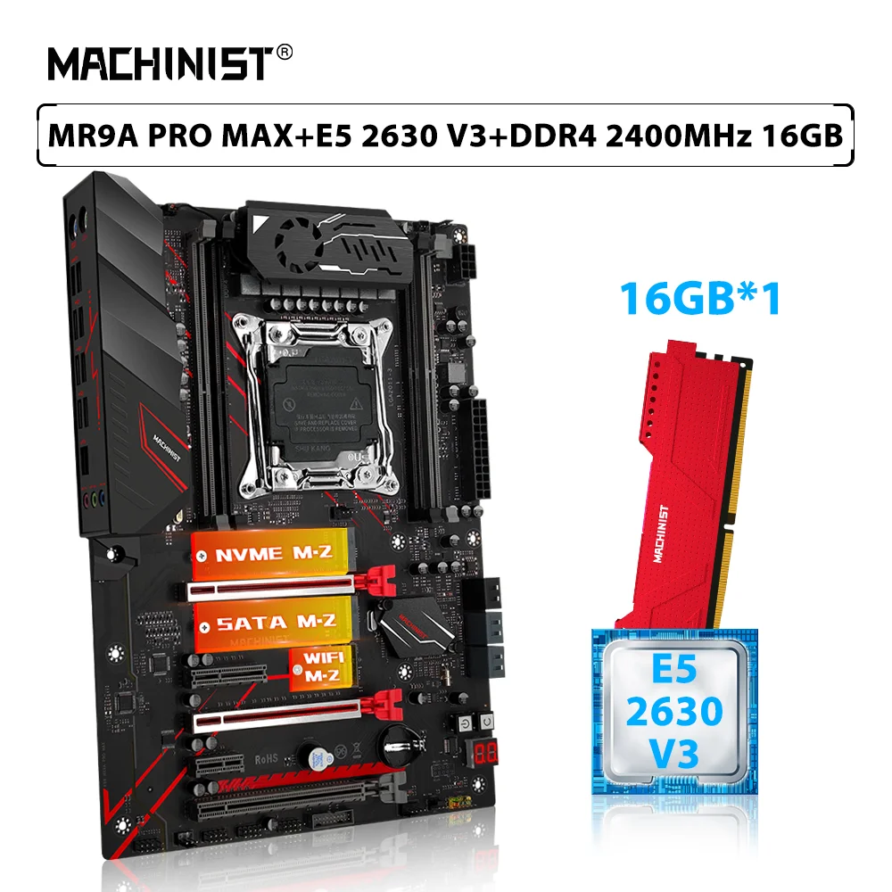 

MACHINIST X99 MR9A PRO MAX комплект материнской платы LGA 2011-3 комплект Xeon E5 2630 V3 процессор CPU RAM DDR4 16 Гб 2400 МГц ECC память M.2 SSD