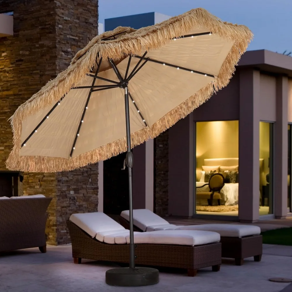 9 FT Hula Thatched Tiki Umbrella, Hawaiian Style Beach Patio Umbrellas, for Patio, Garden, Beach, Pool. 2