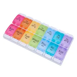 Deluxe 14 - Day Pill Organizer - Easy - Open, BPA - Free, Ample Storage for Medications and Supplements (Two - row)