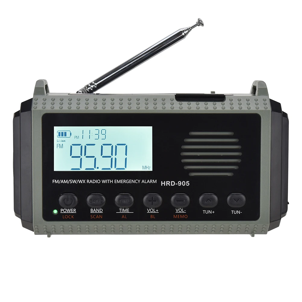 태양열 핸드 크랭크 AM FM SW NOAA 기상 라디오, 다기능 라디오 토치, 생존용 헤드폰 잭, 4 가지 방식 전원, 10000MAh, 3.5mm