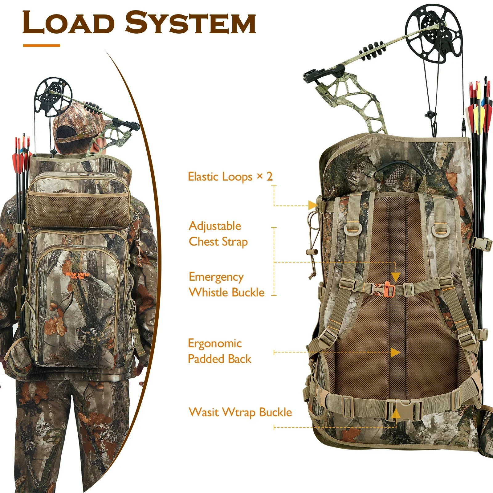 Camo Bow Hunting Backpack for Men，Saddle Hunting Back Pack