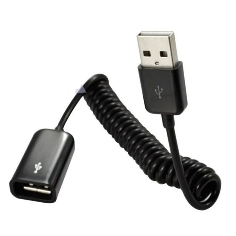Coiled USB Extension Cable - 1M/3.2Ft Spring Telescopic Adapter