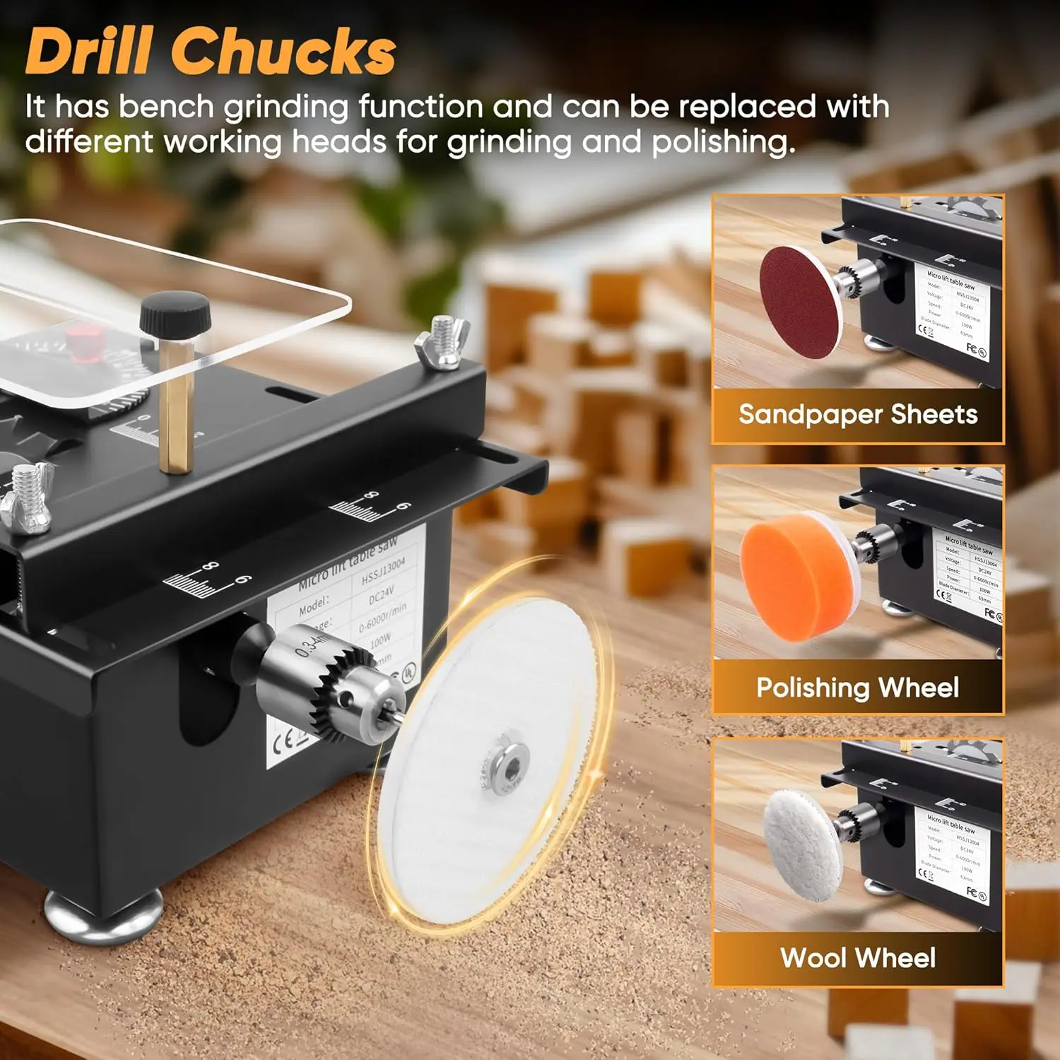 Mini Table Saw, Mini Multi-Functional Table Saw for Crafts, Speed & Angle Adjustable, Cutting | Sanding | Engraving