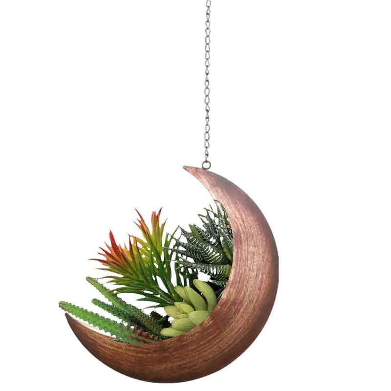 

Подвесной горшок для растений, подвесной горшок для суккулентов, рустикальные металлические кактусы, вешалка для кактуса, подвесной горшок с полумесяцем и вешалкой для растений