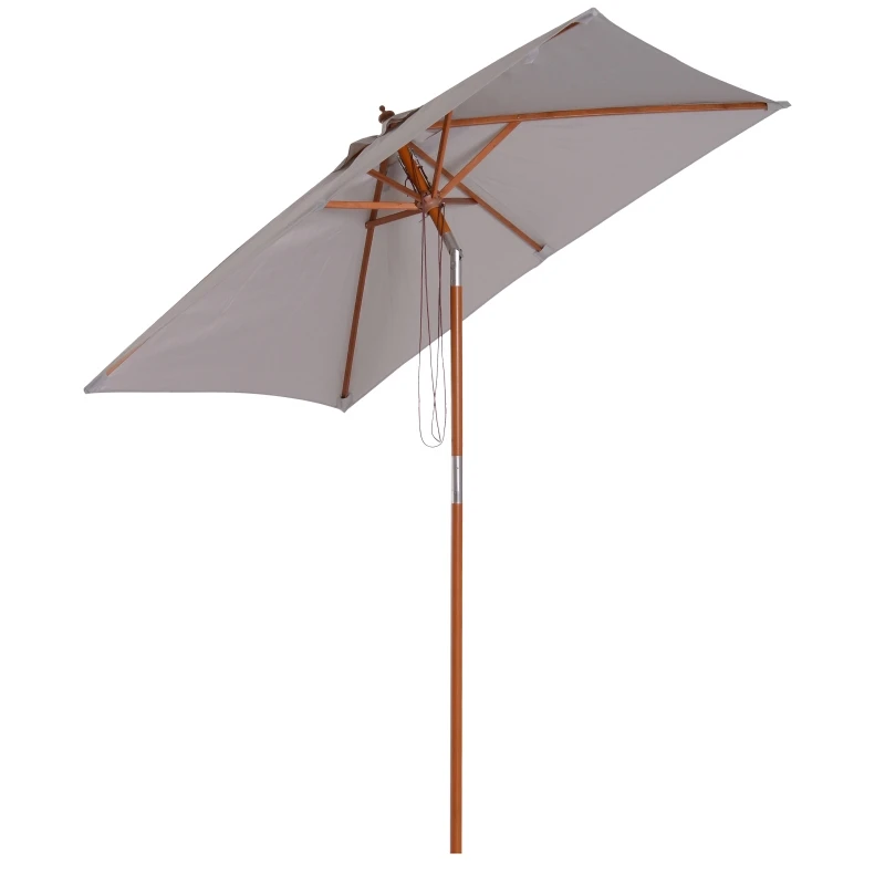 Garden parasol 200x150x230 cm inclined rectangular umbrella with crank  double top and removable wooden pole, grey| | - AliExpress