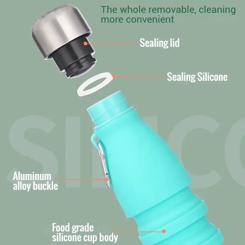 Telescopic Silicone Water Bottle Portable sports cup folding water kettle suitable both hot and cold sports water Bottle fitness