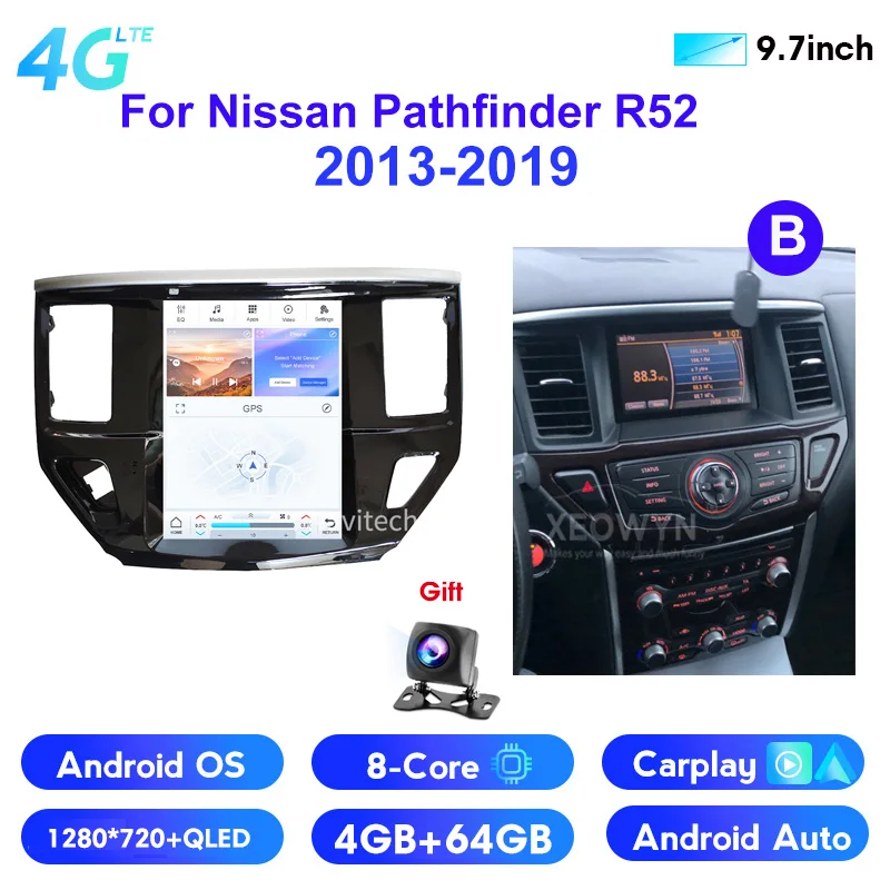 Android 12 screen radio stereo for nissan pathfinder r52 2013 14 15 16 17  18 19 multimedia apple carplay headunit