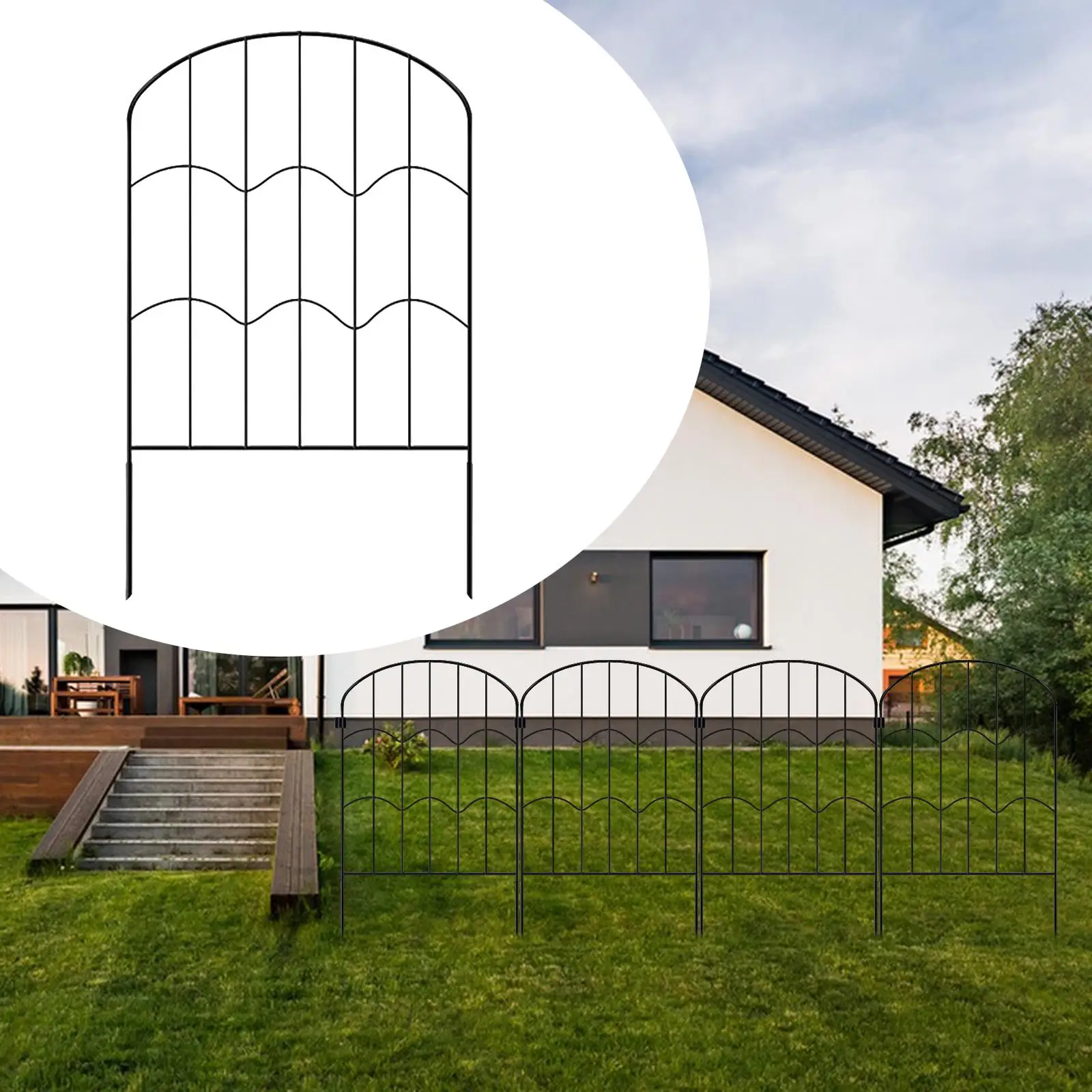 Garden Fence Panel Picket Landscape Tall Metal Border Edging Animal Barrier for Outdoor Privacy Backyard Restaurant Outside Garden Fence Panel Picket Landscape Tall Metal Border Edging Animal Barrier for Outdoor Privacy Backyard Restaurant Outside