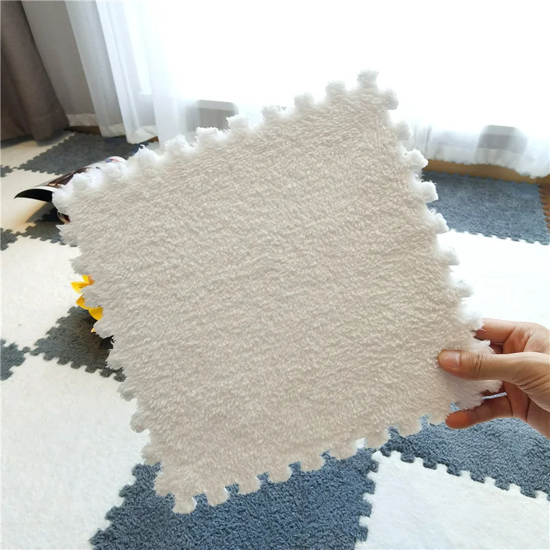 Children's Soft Plush Play Mat - Colorful Interlocking Foam Puzzle Rug