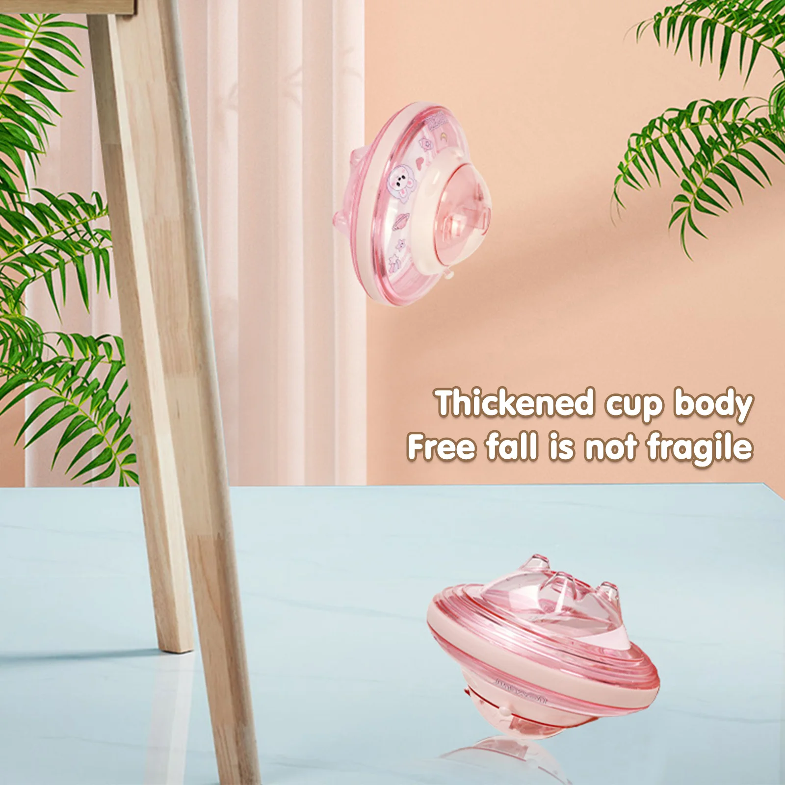 Ufo Shape Plastic Cup Summer Cute Water Bottle With Rope 550Ml