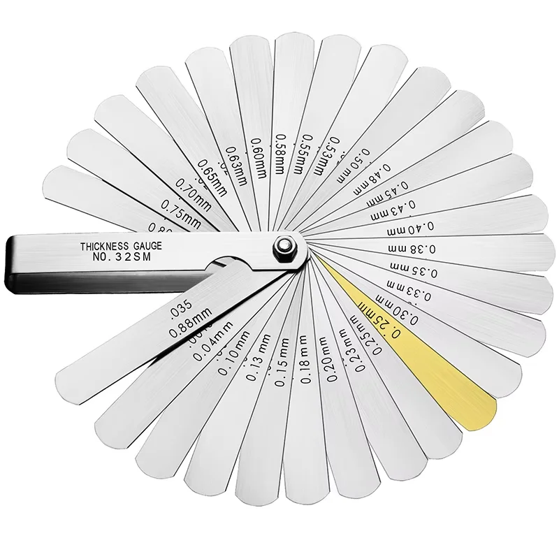 New 32 Blades Steel Feeler Gauge High Precision 0.04-0.88 Thickness Gages Gap Filler Feeler Gauges Woodworking Measuring Tool