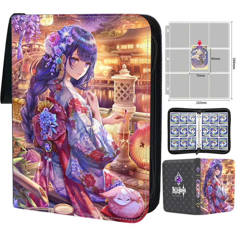 

4/9 Card Slots Can Hold 400pcs/900pcs Genshin Impact Cards Album Zipper Collectible Playing Trading Card Holder Protected Binder