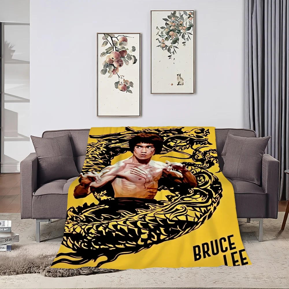 K-Kung fu B-Bruce L-Lee Blanket Skin friendly comfort warm soft plush blanket suitable sofa living room office bedroom 4