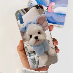 Lovely Printed Soft Silicone TPU Phone Case Cover - Samsung A7 (2018) (Beige)