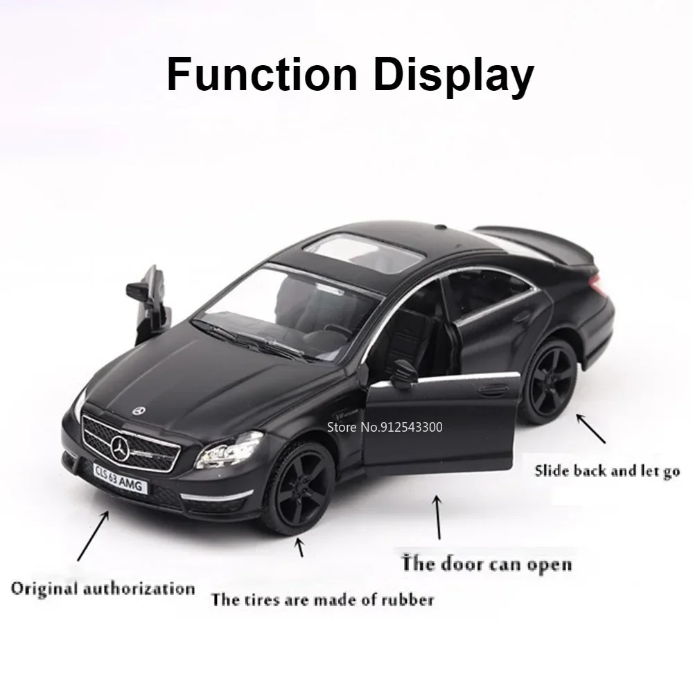 1/36 Scale Mercedes Benz CLS 63 AMG Car Model Toy Alloy Body Rubber Tire Simulation Pull Back Coupe Models Ornament Gift for Kid 2