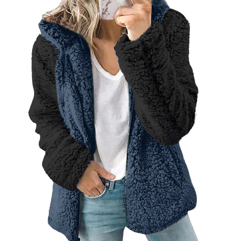 

Personalized Women Fashion Loose Warm Hoodie Hat Hooded Plus Fleece Collar Pocket Jacket Coat Women Clothes