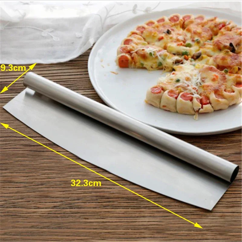 Baking tool stainless steel wooden handle curved knife bread swing knife flour pizza wooden handle half moon Pizza Cutter
