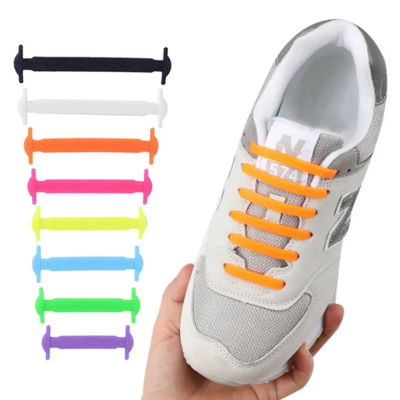 16 Stück elastische Schnürsenkel für alle Sneakers, Silikon-Stretch-Schnürsenkel, Unisex, modisch, ohne Krawatte, Schnürsenkel, Gummiband-Schnürsenkel – Detail 5