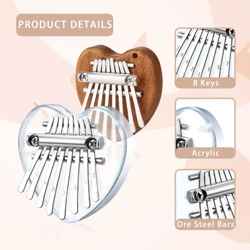 Piano Pendant 8 Key Finger Thumb Piano Marimba Musical Adult Beginners Kalimba Mini Thumb Good Accessory Pendant Gift