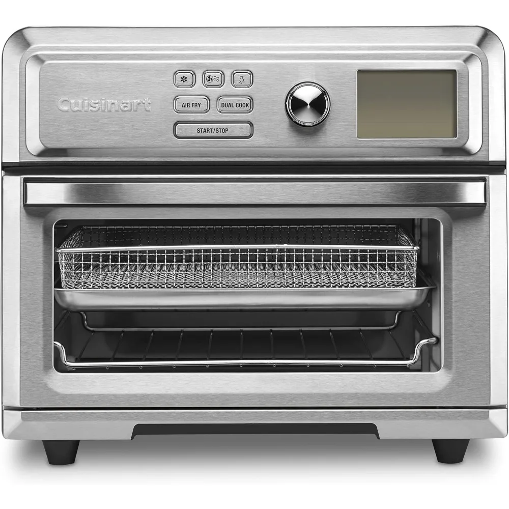 Air Fryer Toaster Oven, Digital Display, Digital 1800 Watt, Adjustable Temperature and Controls, Stainless Steel, TOA-65,Silver