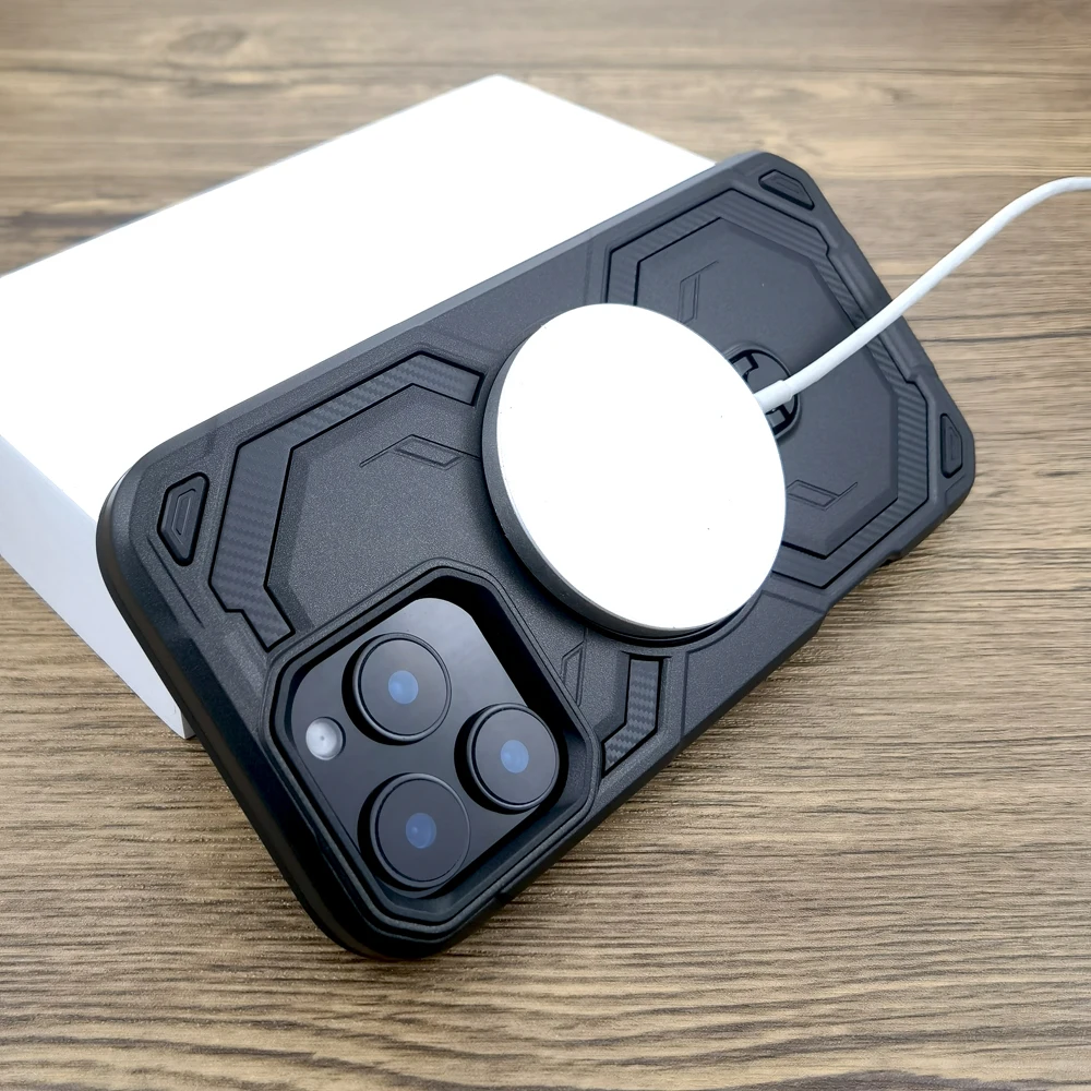 Shockproof Armor MagSafe Case with Wireless Charging Compatibility