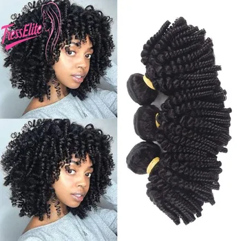 Afro Kinky Curly Spring Roll Wig Bouncy Curved Hair Bundle/1pcfor Women Natural Color Human Hair Extension Brazilian Virgin Remy 1