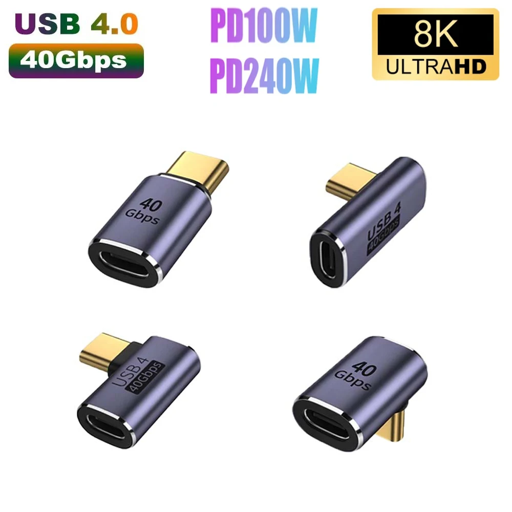 맥북 노트북 PC용 USB C 타입 충전기 커넥터, USB 4.0, PD 100W, 8K @ 60Hz, 고속 어댑터, 수-암, 240W, 40Gbps