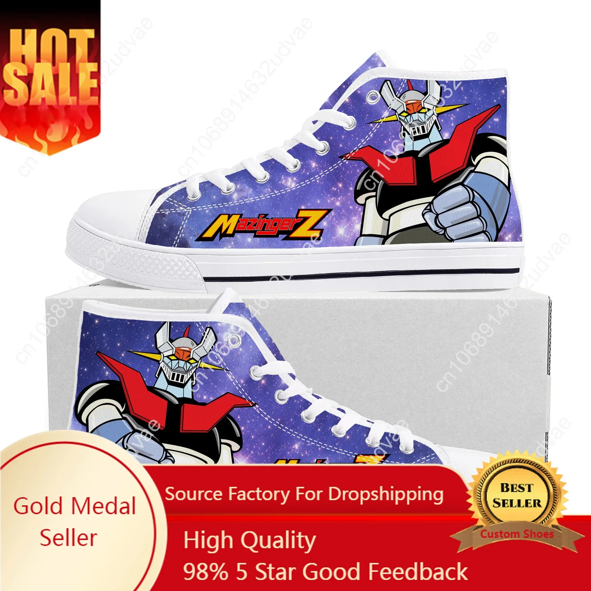 

Hot Comics Mazinger Z Manga High Top Sneakers High Quality Mens Womens Teenager Canvas Sneaker Casual Couple Shoes Custom Shoe