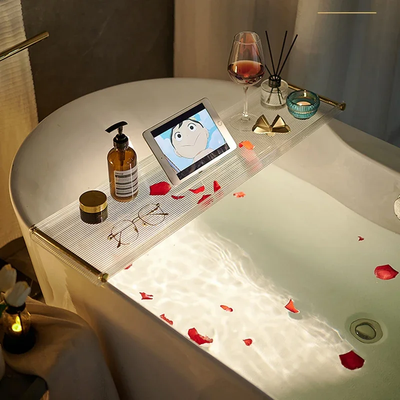 Luxury Acrylic Bathtub Trays Shelf, Caddy Bath Table, Bathroom Tray, Shower Shelf, Baignoire Accessories