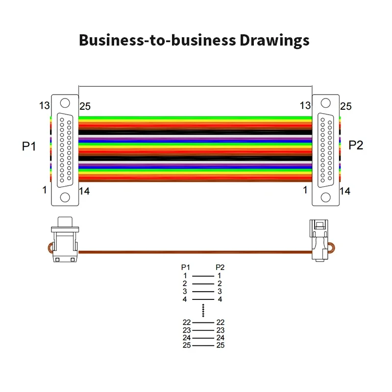DIDC RS-232 DR/DB 9/15/25/37 Pin Ribbon Cable Connector Connection Line D-SUB DB9 DB15 DB25 DB37 Male to Female Extension Wire 4