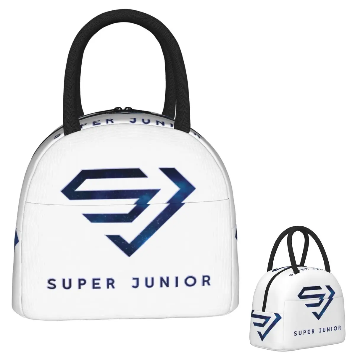 슈퍼 주니어 로고 여성용 절연 점심 가방 휴대용 식품 상자 열 도시락 상자 토트..