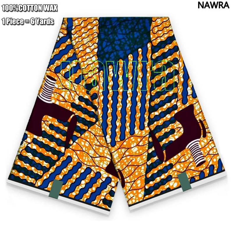 Tissu Coton Africain Imprimé Cire (Ankara) - Nouveau Design - 1 Yard (36 X 45 Pouces) - Multicolore