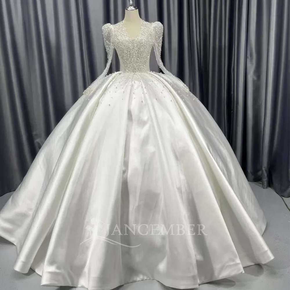 sachin and babi light blue dress Long Sleeve V-Neck Lace Wedding Dress with Illusion Sleeves Custom Size / White / 50cm