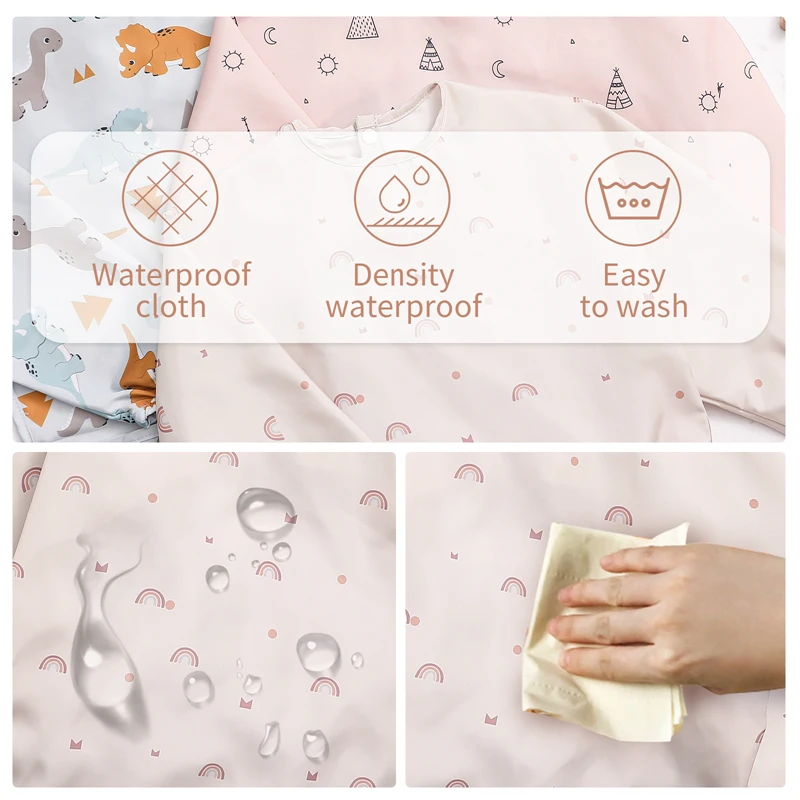 baby accessories box Baby Bibs Waterproof Infant Eating Bib with Pocket Machine Washable Long Sleeve Apron Baby Breakfast Lunch Dinner Feeding Stuff born baby accessories	