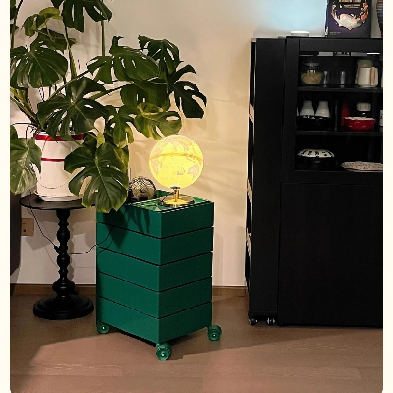 Movable Rotating Cabinet Under Desk Storage Drawer Organizer Small Rolling Side Cabinet for Snacks Cosmetics and Office Supplies