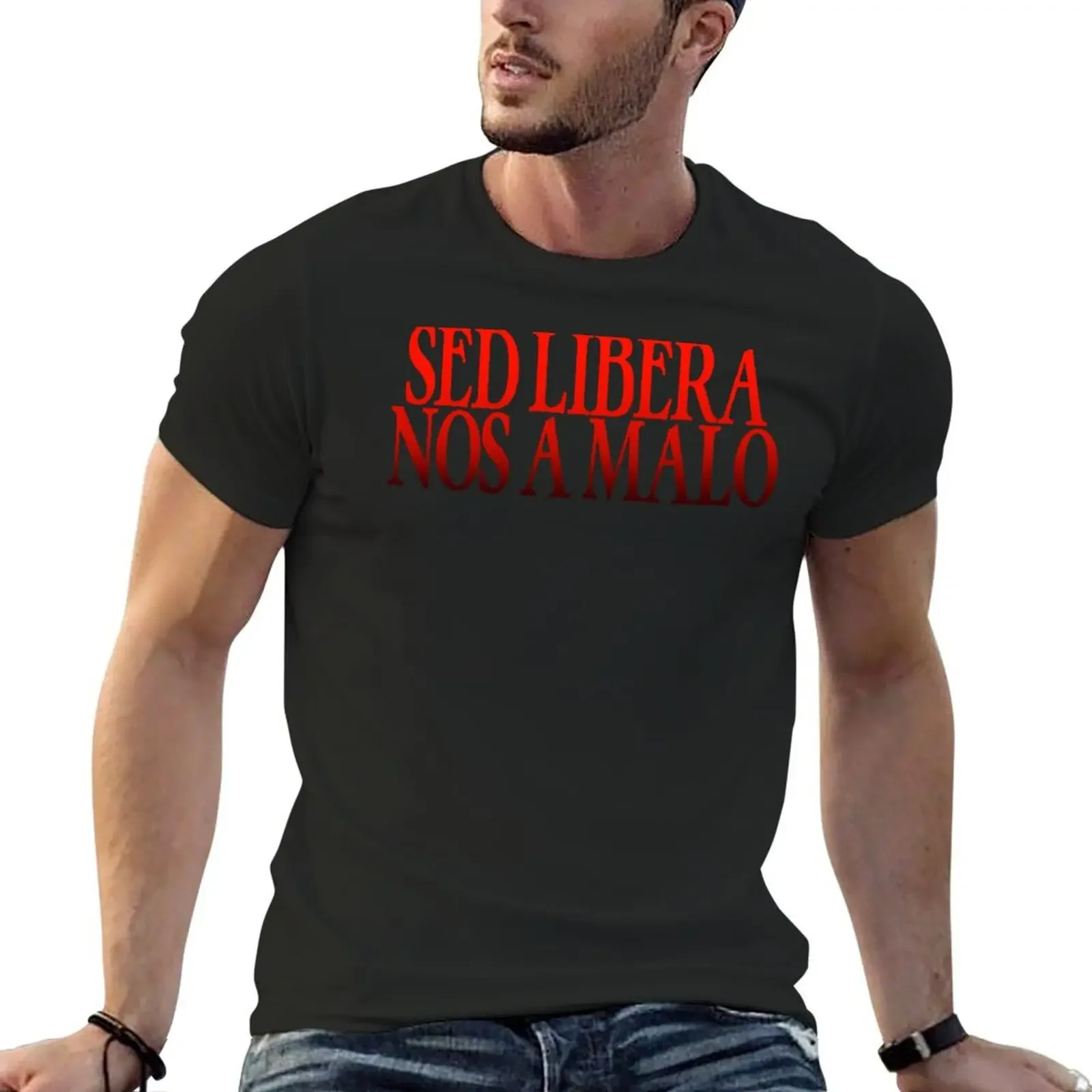 Sed Libera Nos A Alo (Latino: Consegna Da Evil) T-Shirt Ragazzi Bianchi Neri Magliette Uomo
