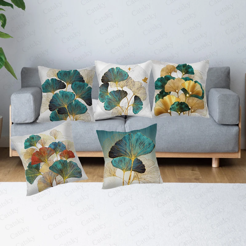 

Ginkgo Biloba чехол для подушки из полиэстера Black Golden Leaves поясная подушка, чехол для гостиной, кресла, дивана, украшение для дома «сделай сам» 45x45 см