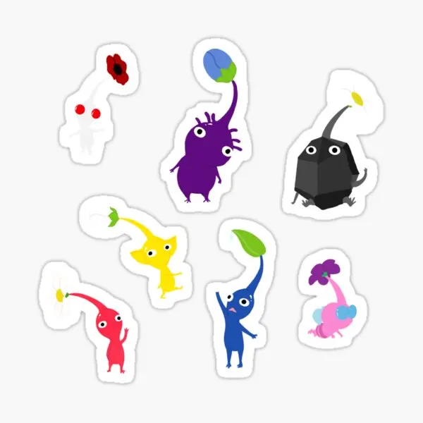Pikmin 5PCS Stickers for Water Bottles Home Decorations Cute Bumper Window Cartoon Kid Laptop Car Print Background Luggage