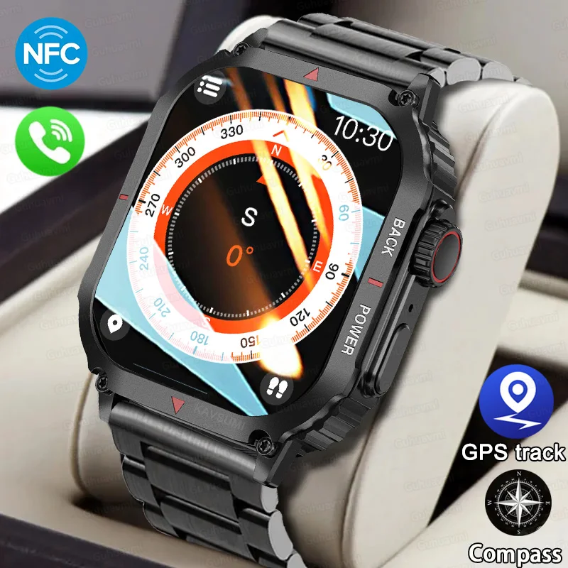 

NFC Smart Watch Men Full Touch Screen Call GPS Sport Track Compass IP68 Heart Rate Music 1.95 inch Smartwatch For Huawei Samsung