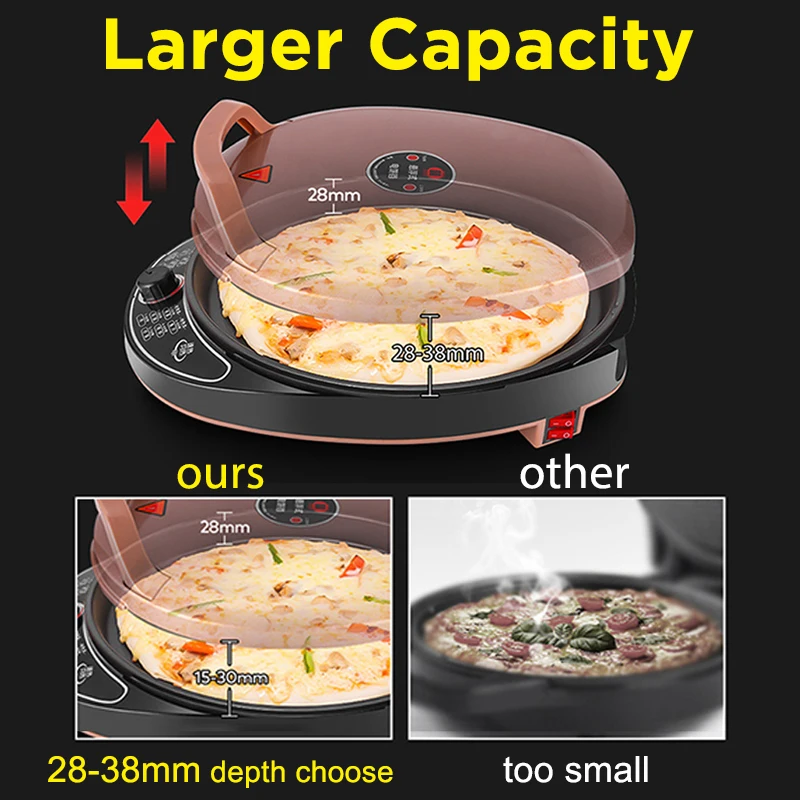 CILANDAR Electric Baking Pan Double-sided Heating Suspension Type Crepe Maker Skillet Pancake Baking Machine Pie Pizza Griddle 4