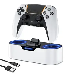 Wireless Charging Dock Station for PlayStation Controllers - Fast - Charge Stand for DualSense (White)