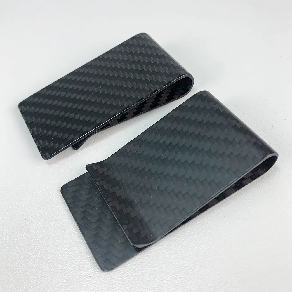 Black Carbon Fiber Wallet Money Clip Credit Card Business Card Clip Holder for Men Women