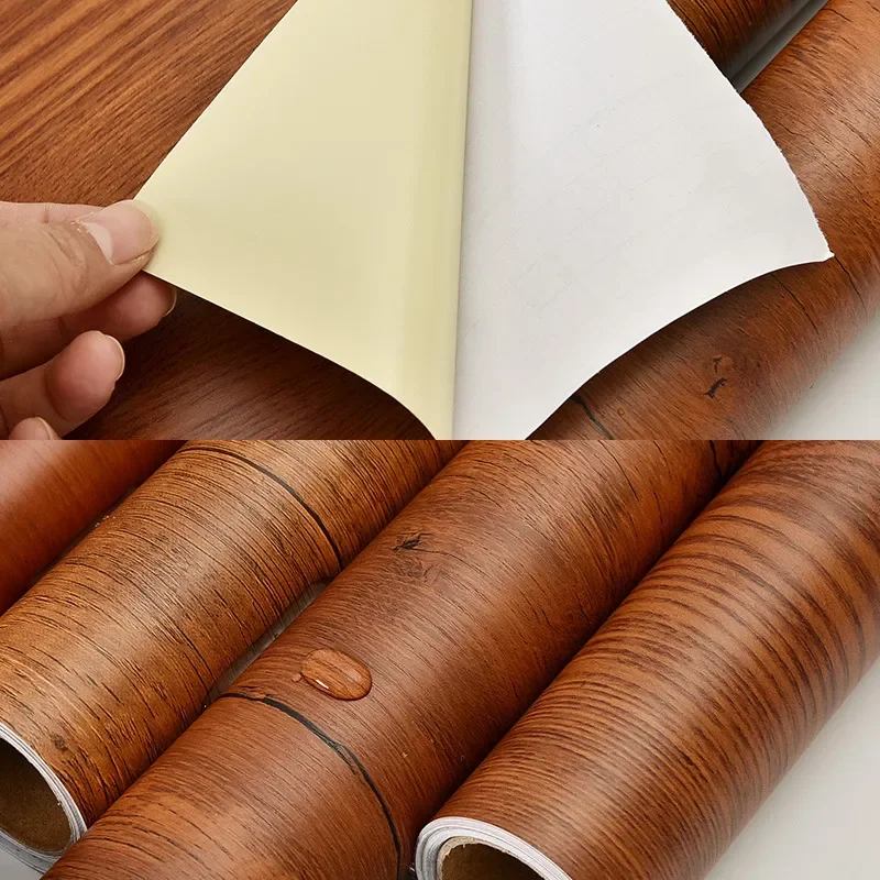 

PVC Wallpaper Waterproof Self-adhesive Removable Stickers for Closets, Cabinets, Tables and Other Furniture Wood Grain