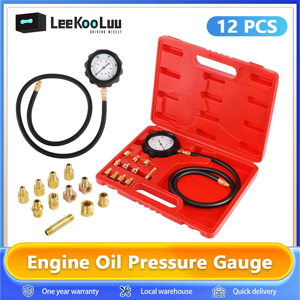 Leekooluu-Jauge de pression d'huile moteur, kit d'outils de test de diagnostic de transmission, compteur de pression de boîte de vitesses automatique, scanner, 12 pièces, 500psi