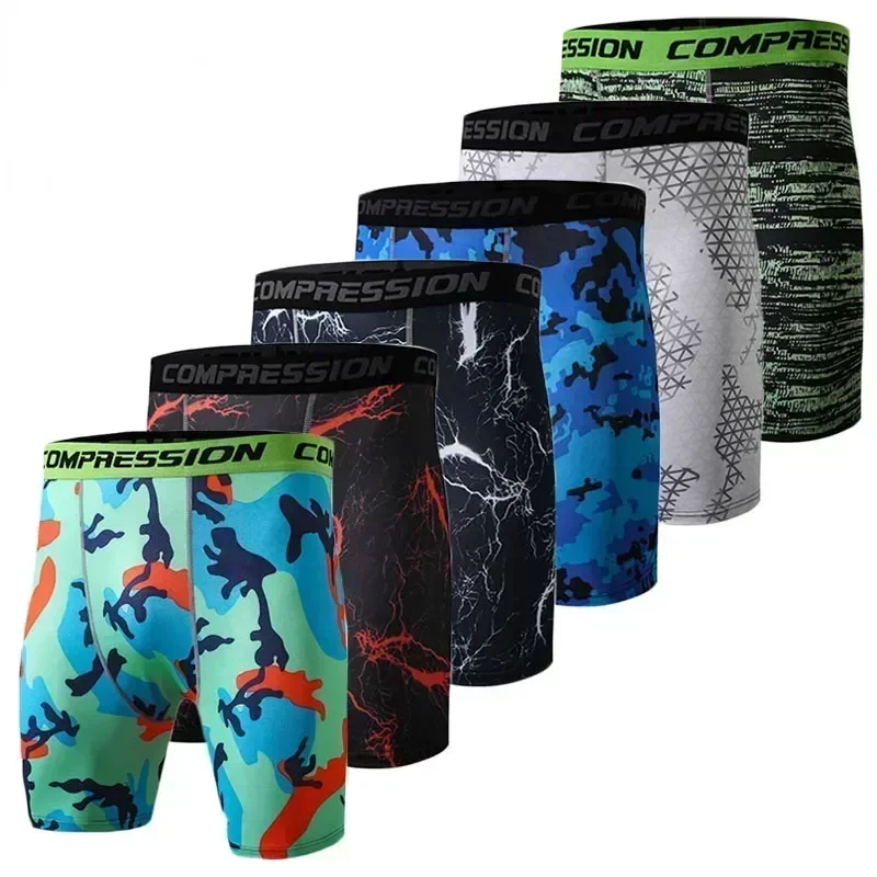 

Men's Compression Shorts Camo Bodybuilding Tights Male Sport Elastic Running Shorts Fitness Skinny Tights Casual Joggers Shorts