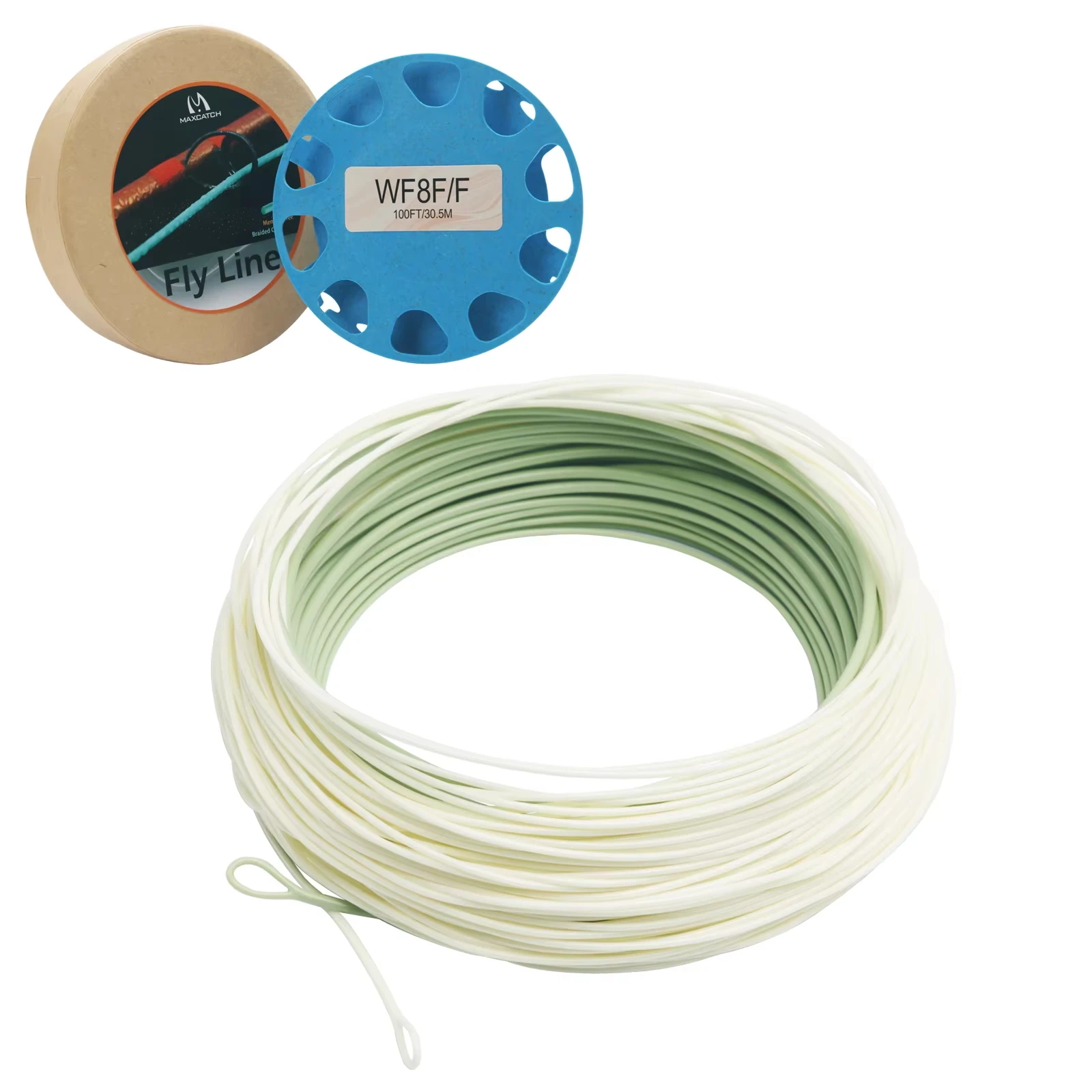 맥시멈캐치 아웃바운드 숏 플라이 낚싯줄 6-10WT 100FT 웨이트 포워드 플로팅 플라이 라인 모스 아이보리 2개의 용접 루프 트라우트 배스용